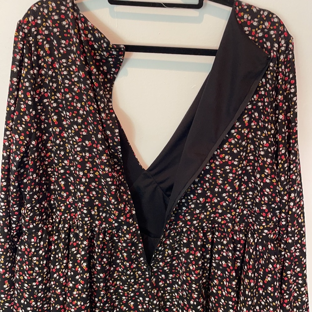 TORRID Black Floral Long Sleeve Skater Dress. Size 22. - Picture 6 of 12